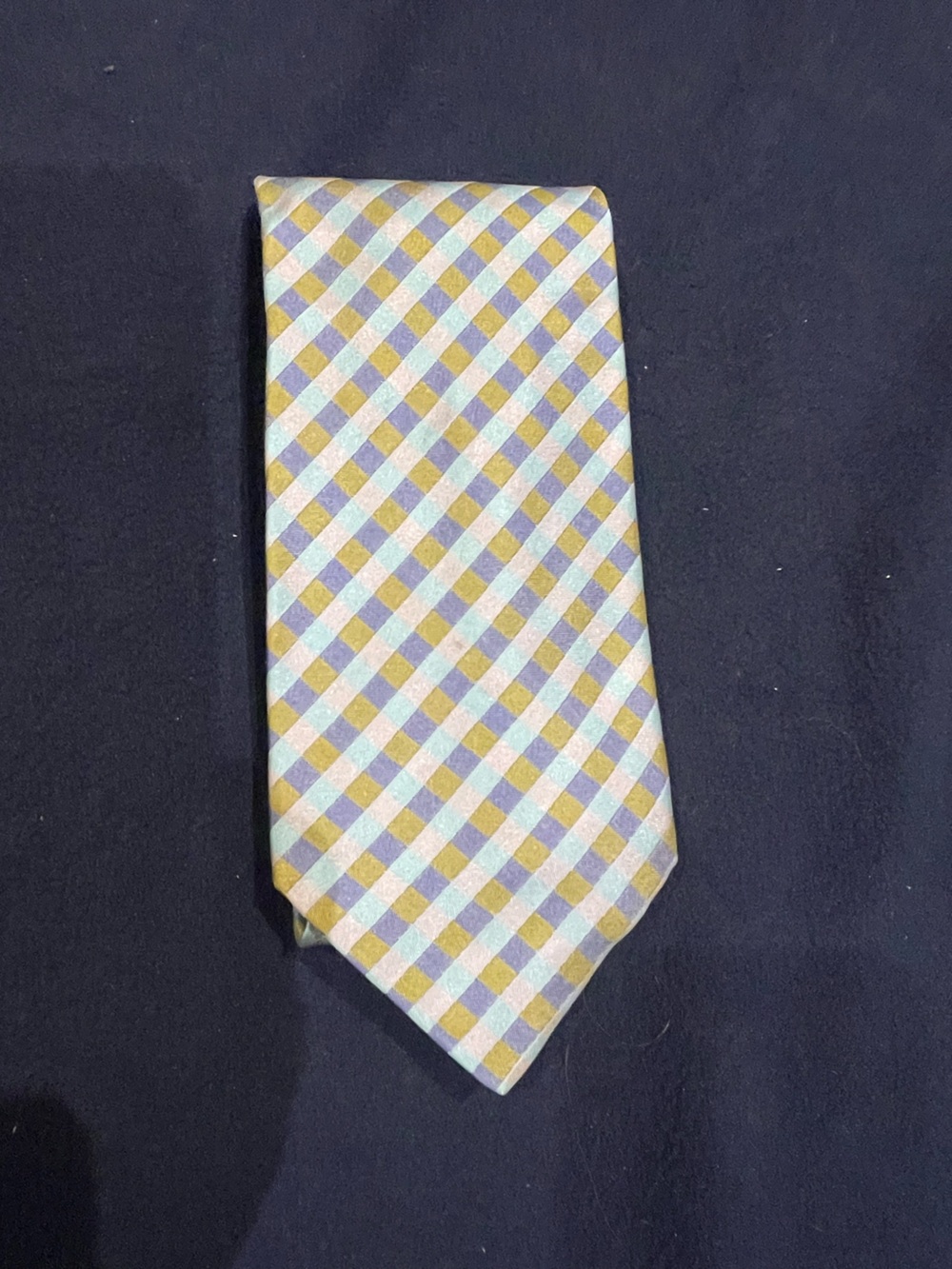 Ike Behar Diagonal Check Tie in Yellow and Blue